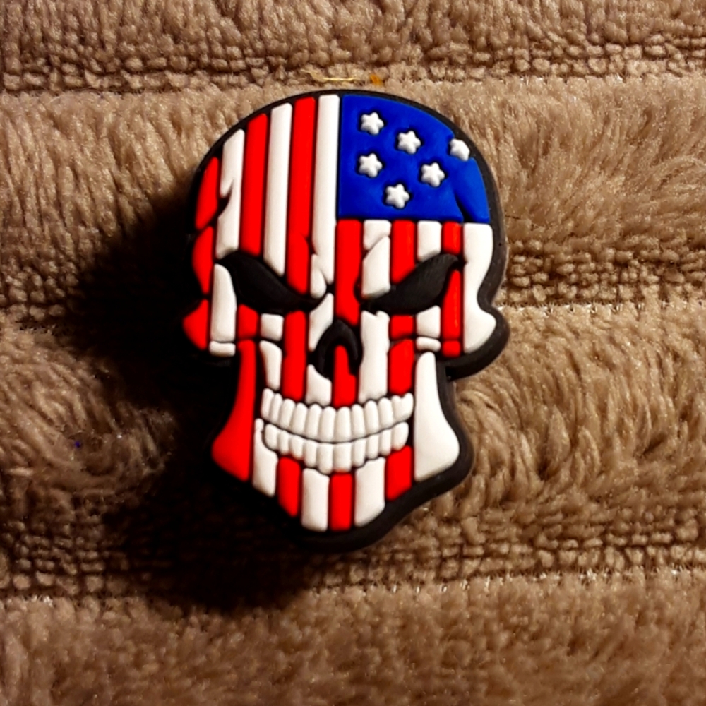 American Flag Skull Croc Charm, Shoe Charm Jibbits New